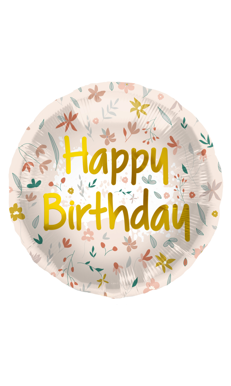 Foil Balloon Birthday Cute Flowers Pink - 45cm