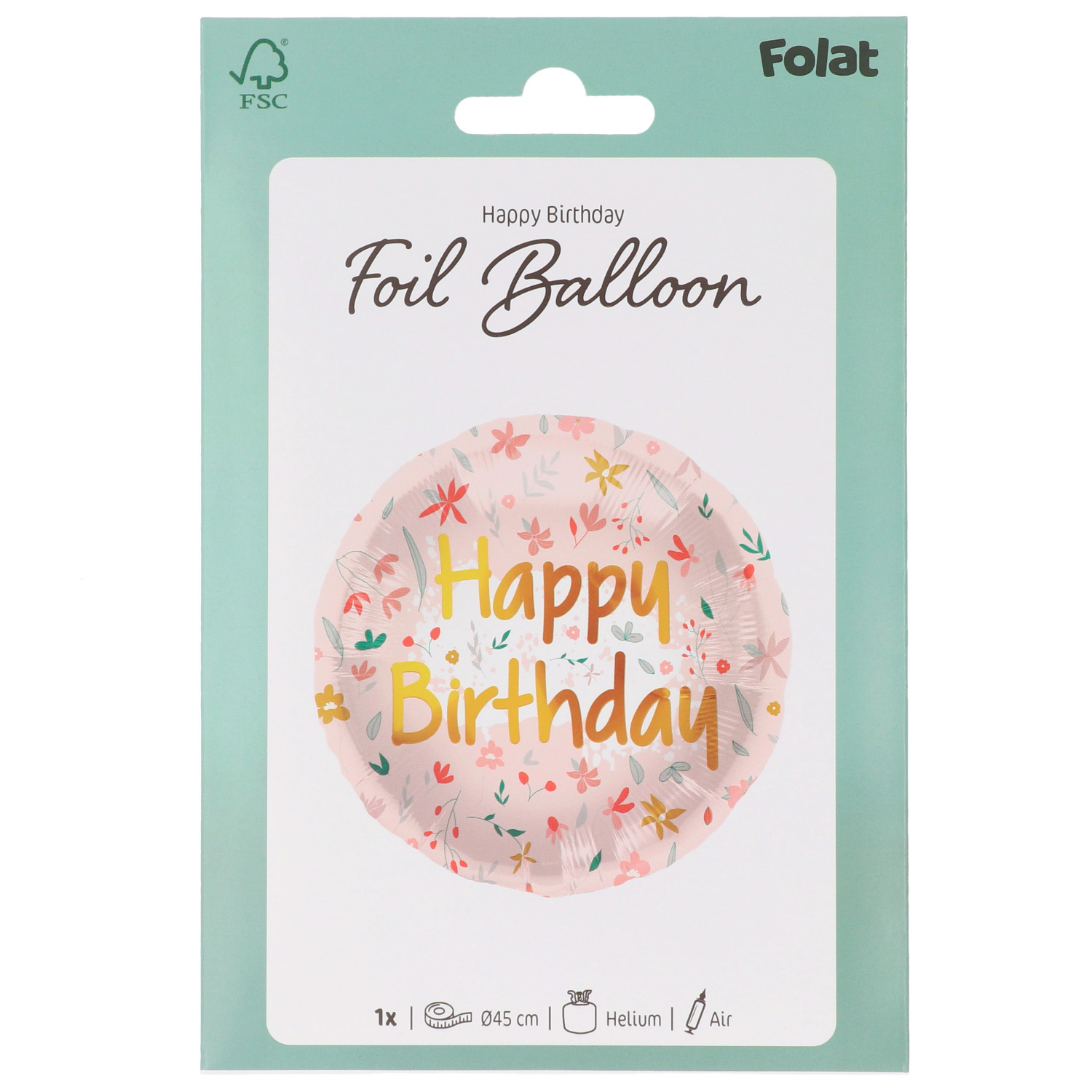 Foil Balloon Birthday Cute Flowers Pink - 45cm - Image 5