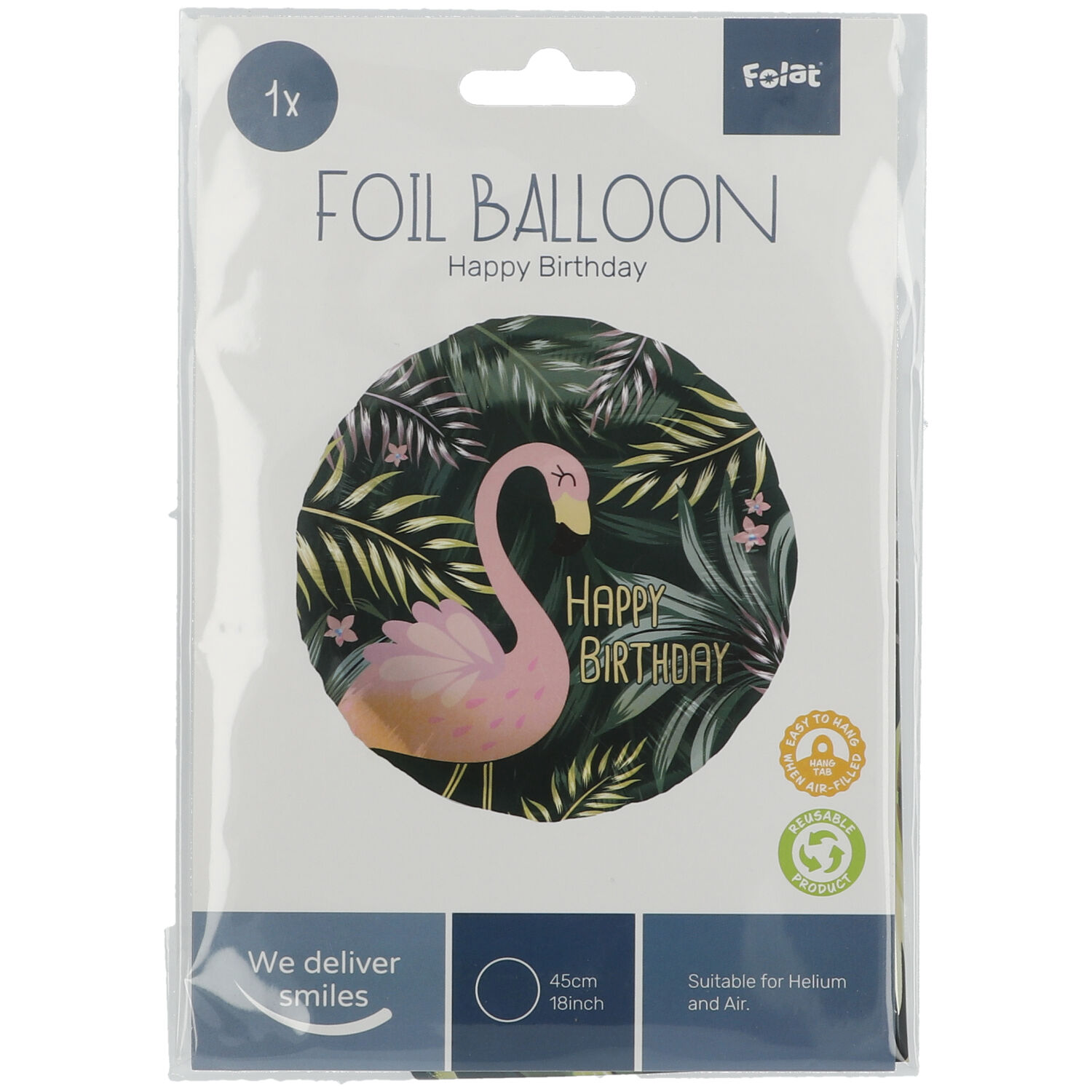 Foil Balloon Birthday Tropical Flamingo - 45cm - Image 4