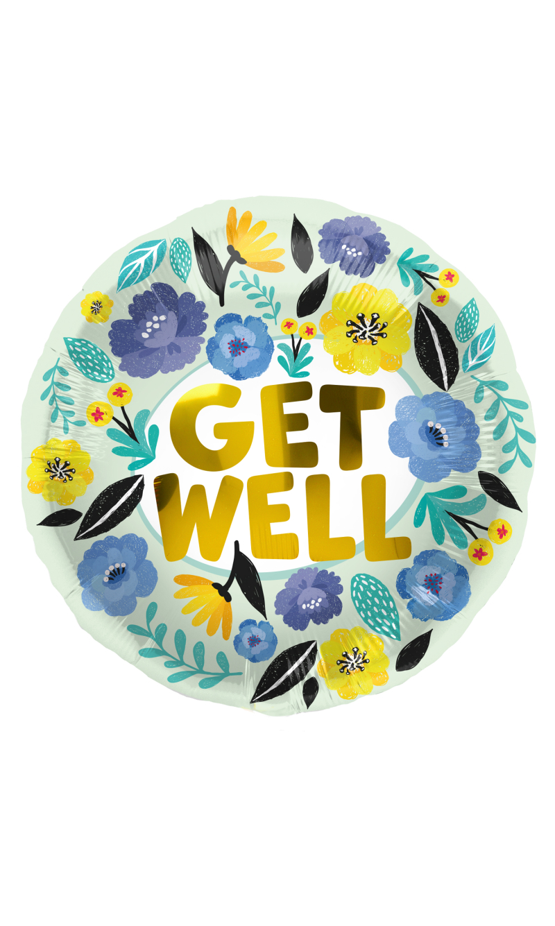 Foil Balloon Get Well Flowers - 45cm