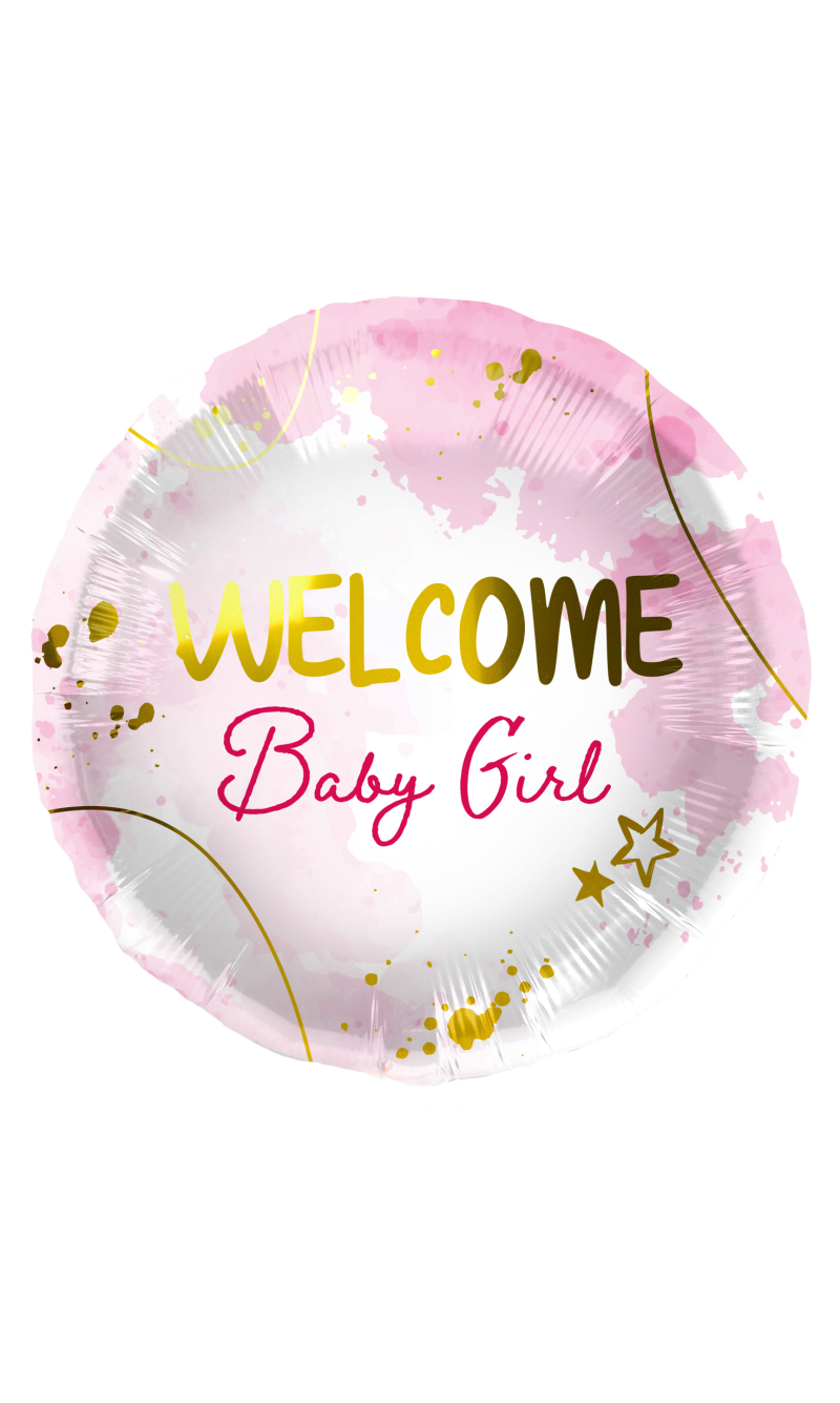 Foil Balloon Welcome Baby Girl Pink - 45cm