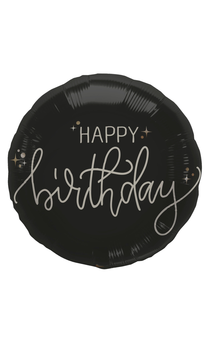 Foil Balloon Happy Birthday Creme Noir - 45cm