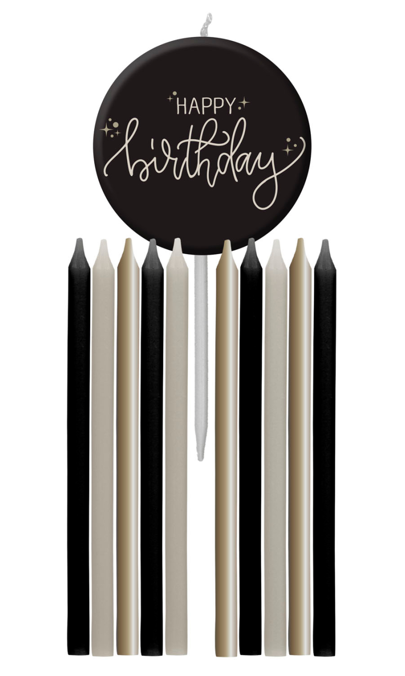 Happy Birthday Candles Set Creme Noir 9.5cm - 11pcs