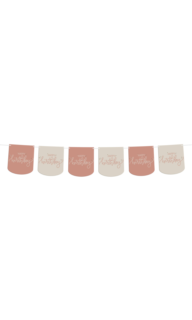 Happy Birthday Bunting Garland Banner Creme Rose - 6m