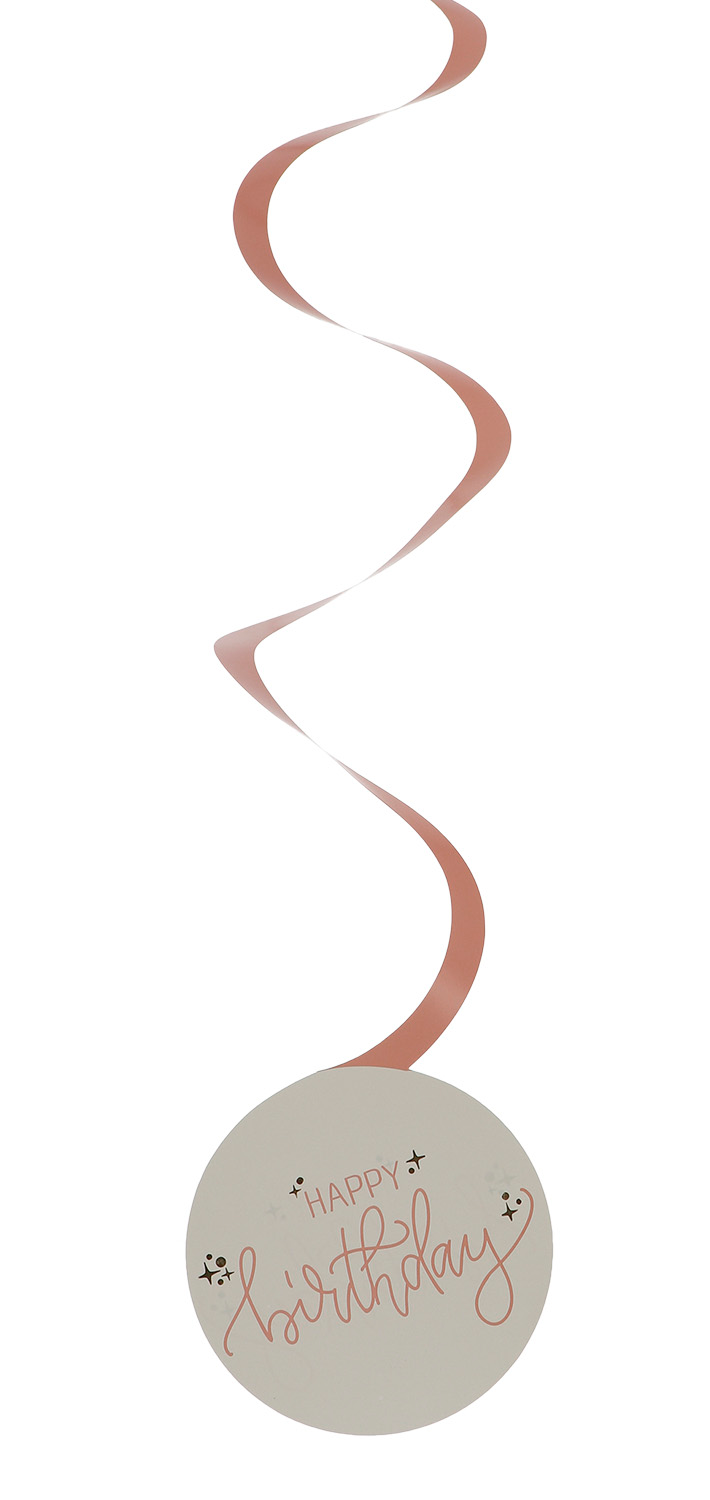 Happy Birthday Swirl Hanging Decoration Creme Rose - 6pcs - Image 6