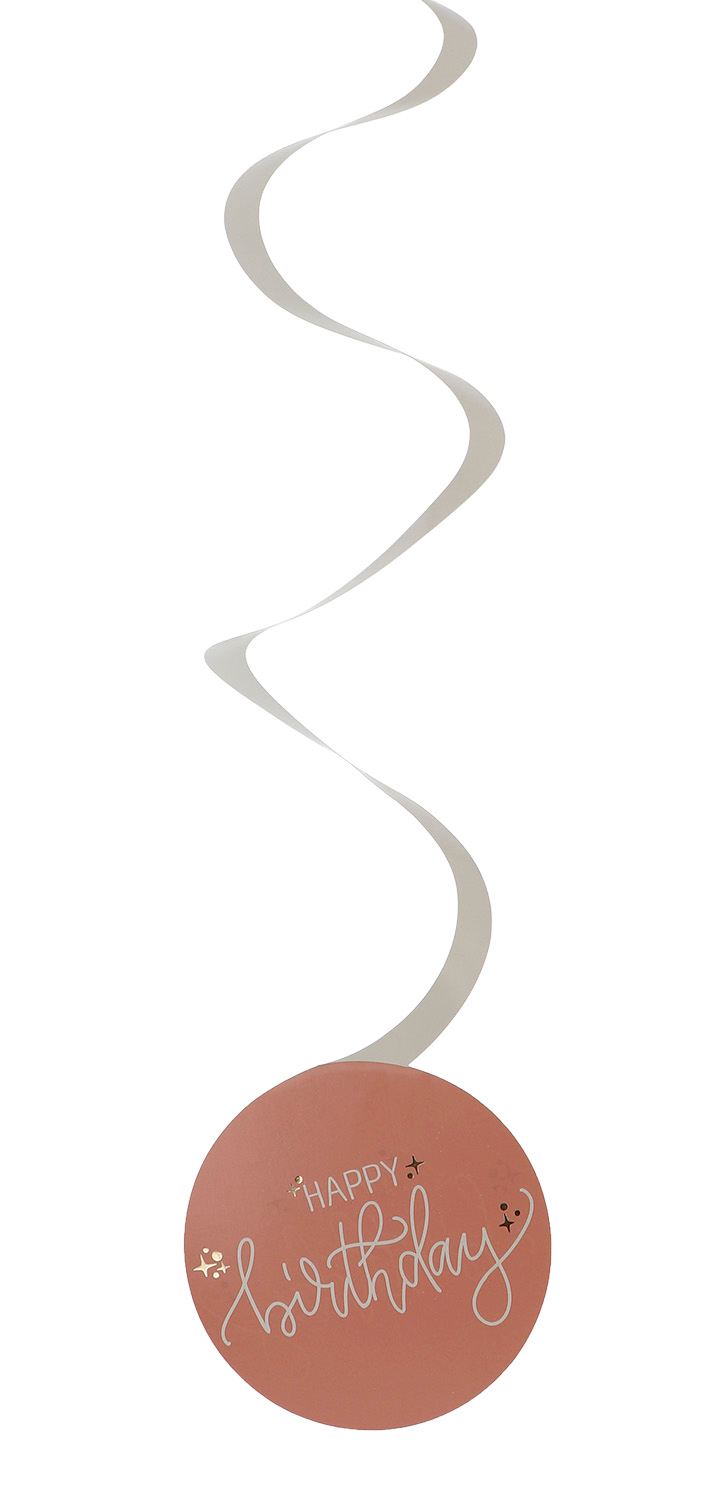 Happy Birthday Swirl Hanging Decoration Creme Rose - 6pcs - Image 5