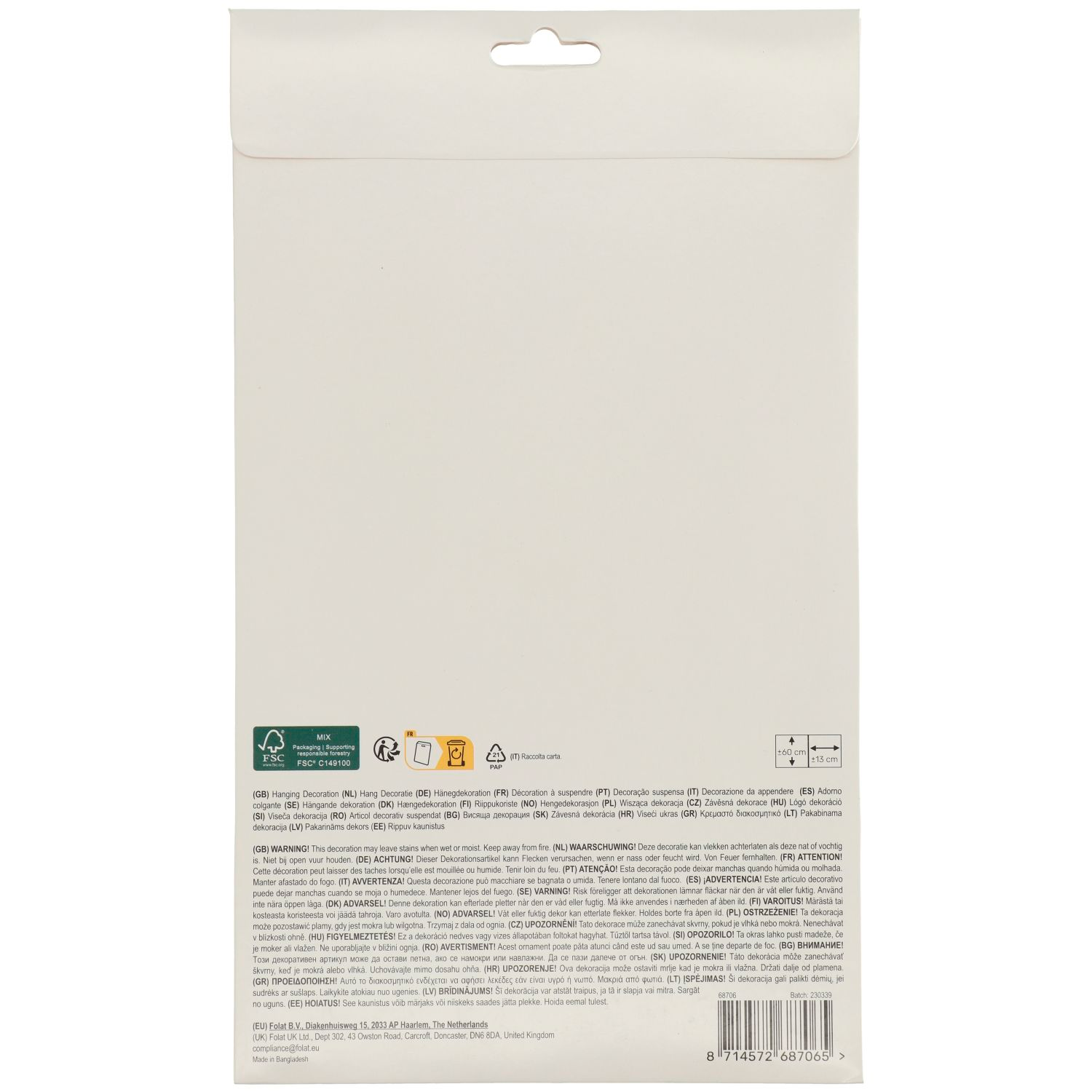 Happy Birthday Swirl Hanging Decoration Creme Rose - 6pcs - Image 3