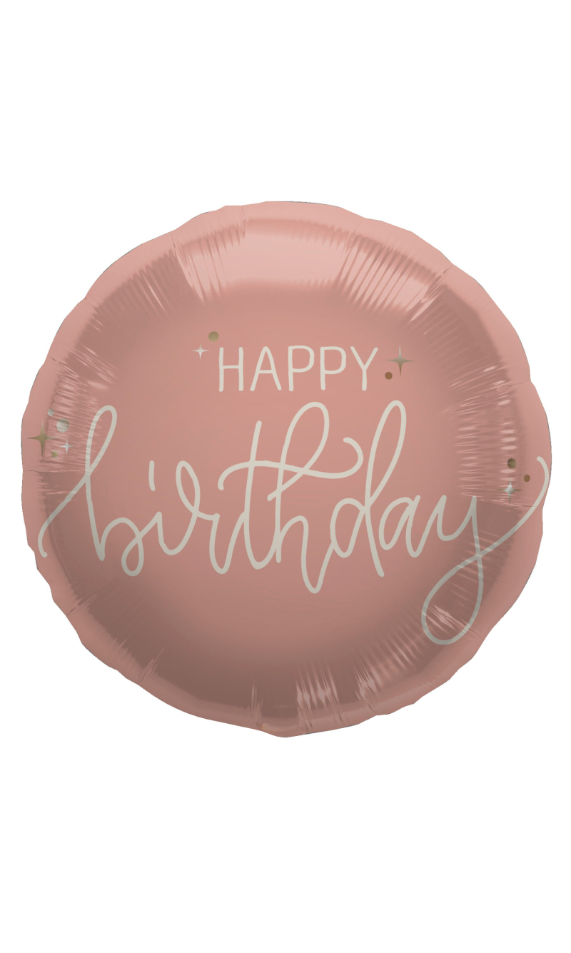 Foil Balloon - Happy Birthday - Creme Rose - 45cm