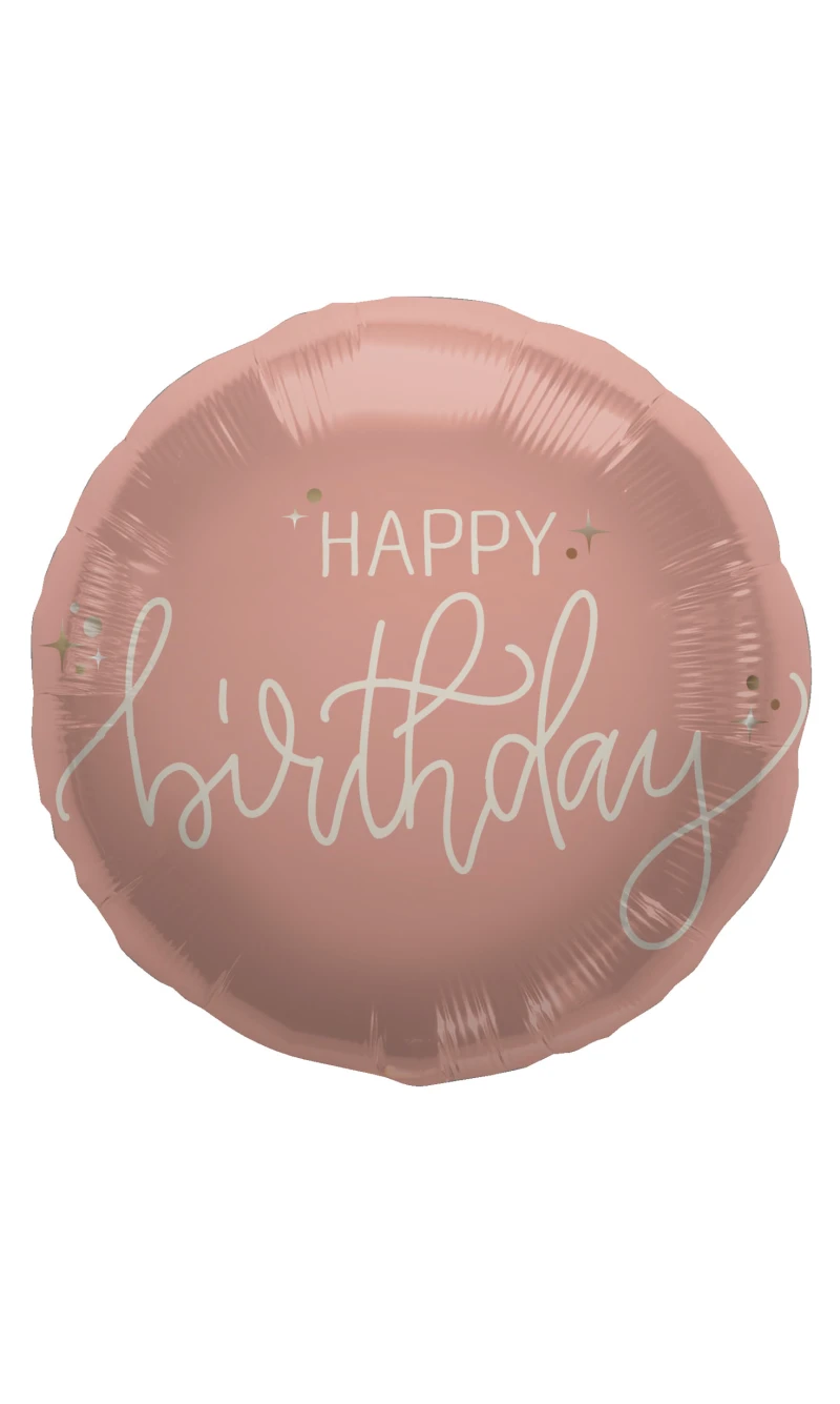 Foil Balloon - Happy Birthday - Creme Rose - 45cm