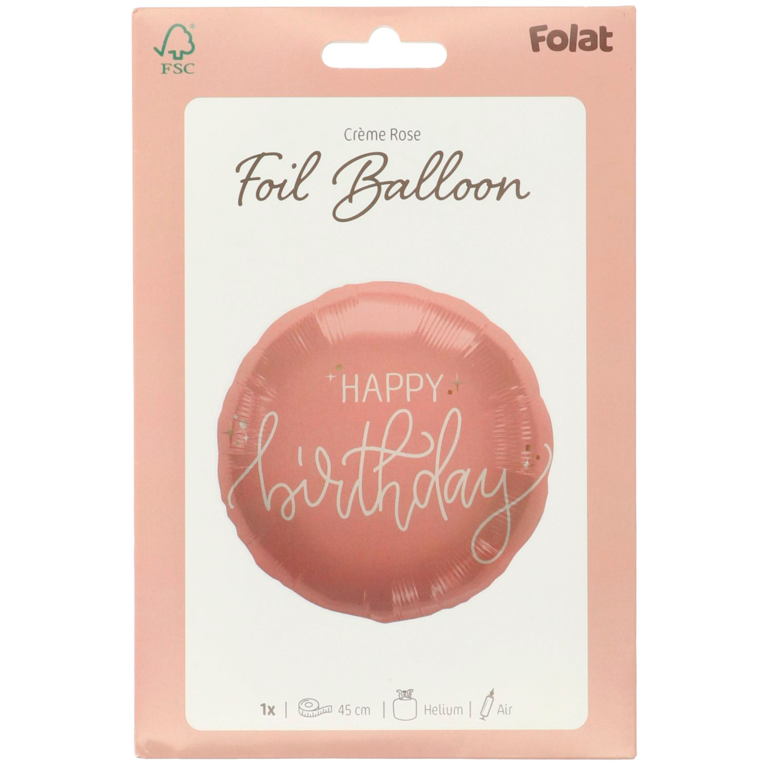 Foil Balloon - Happy Birthday - Creme Rose - 45cm - Image 3