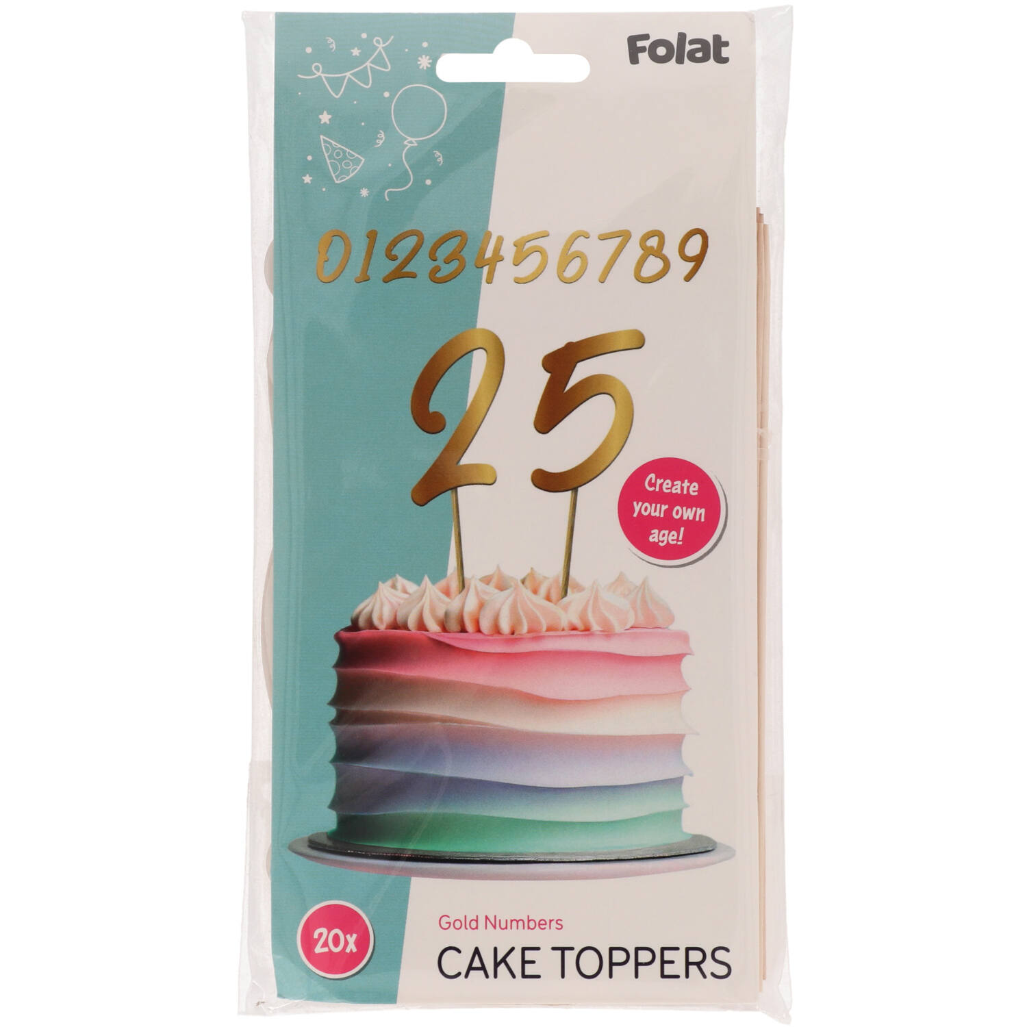 Cake Toppers Numbers Gold 15cm - 20pcs - Image 3