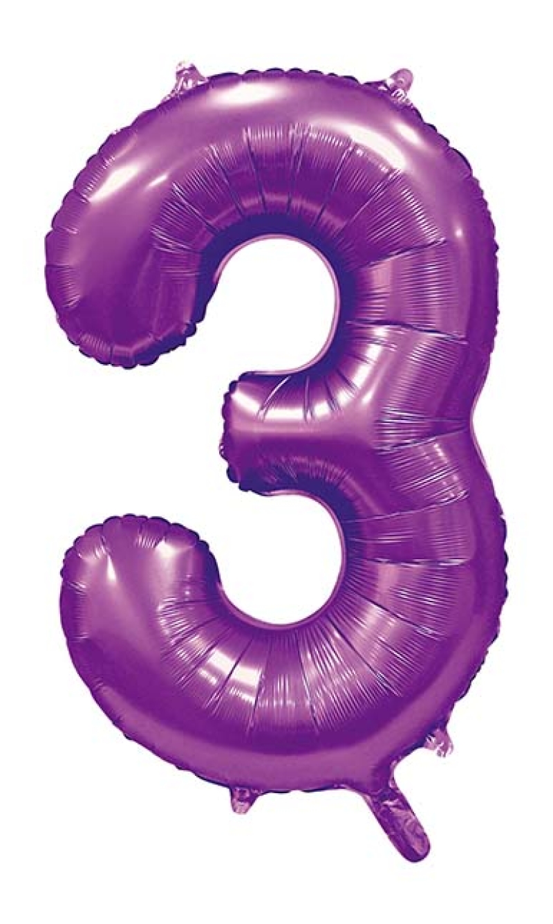 34 Inch GE Foil Balloon Number 3 - Satin Purple