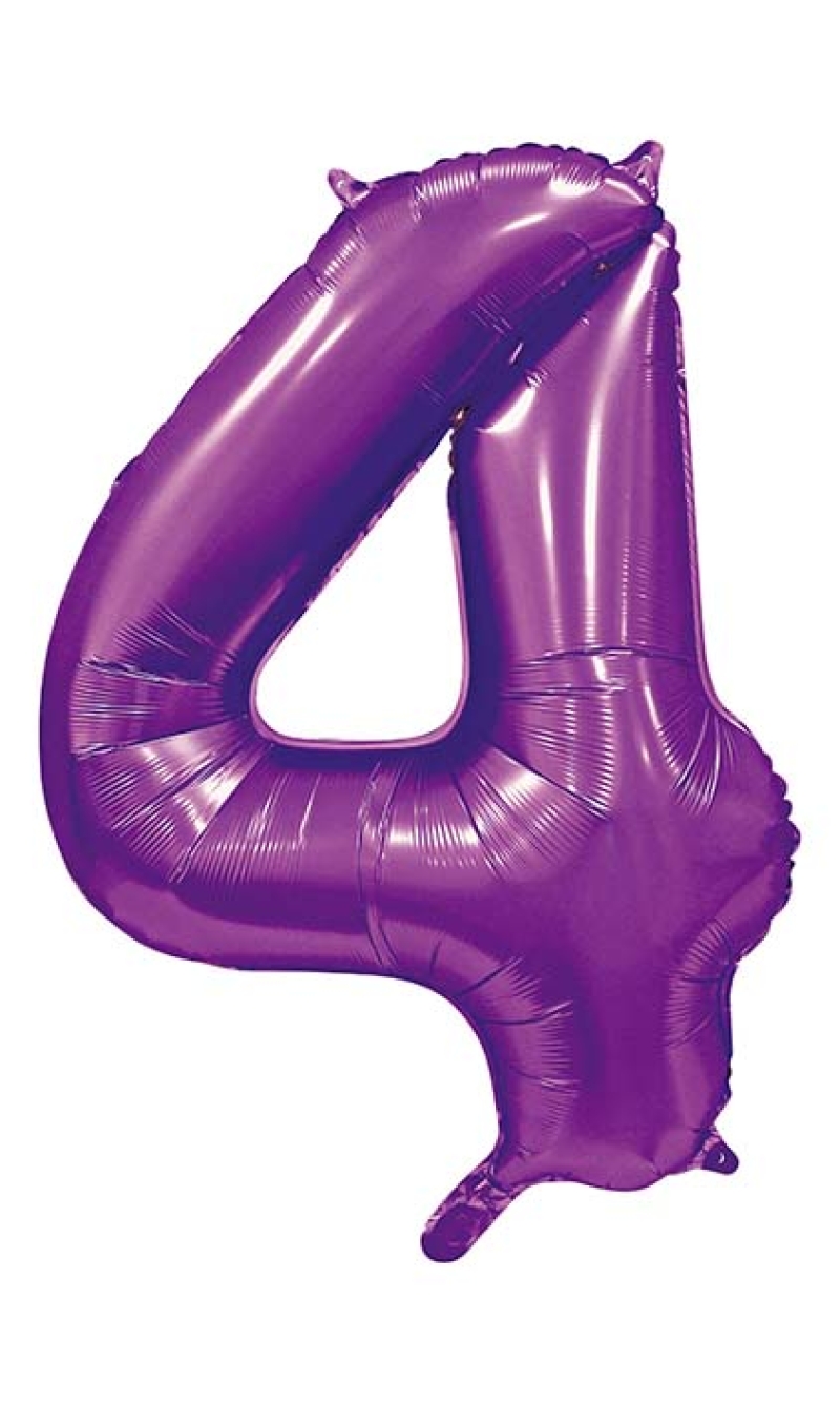 34 Inch GE Foil Balloon Number 4 - Satin Purple