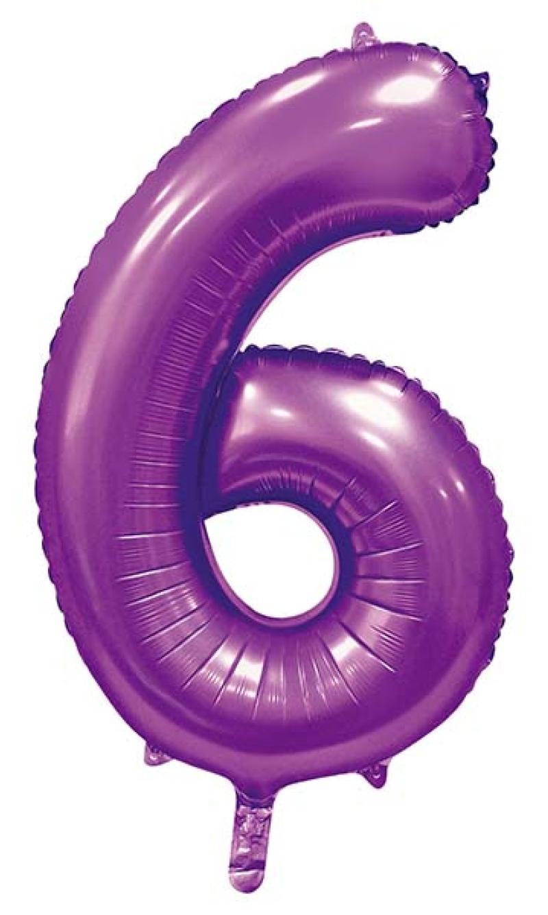 34 Inch GE Foil Balloon Number 6 - Satin Purple