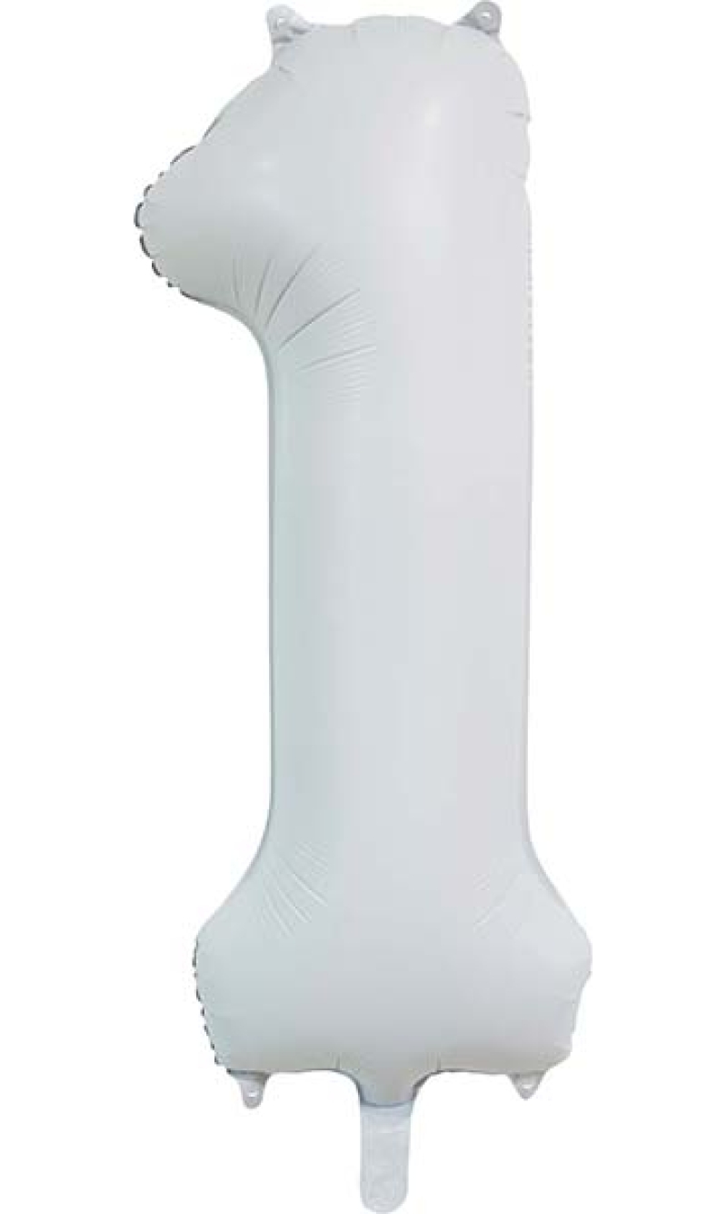 34 Inch GE Foil Balloon Number 1 - Satin White