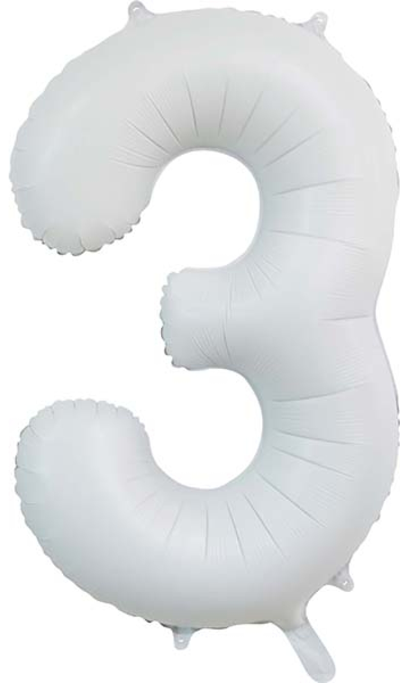 34 Inch GE Foil Balloon Number 3 - Satin White