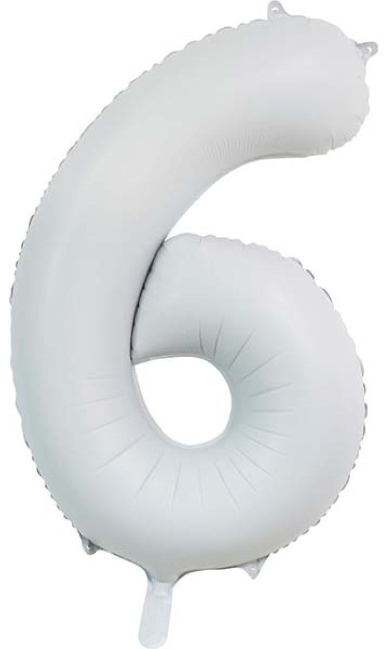 34 Inch GE Foil Balloon Number 6 - Satin White