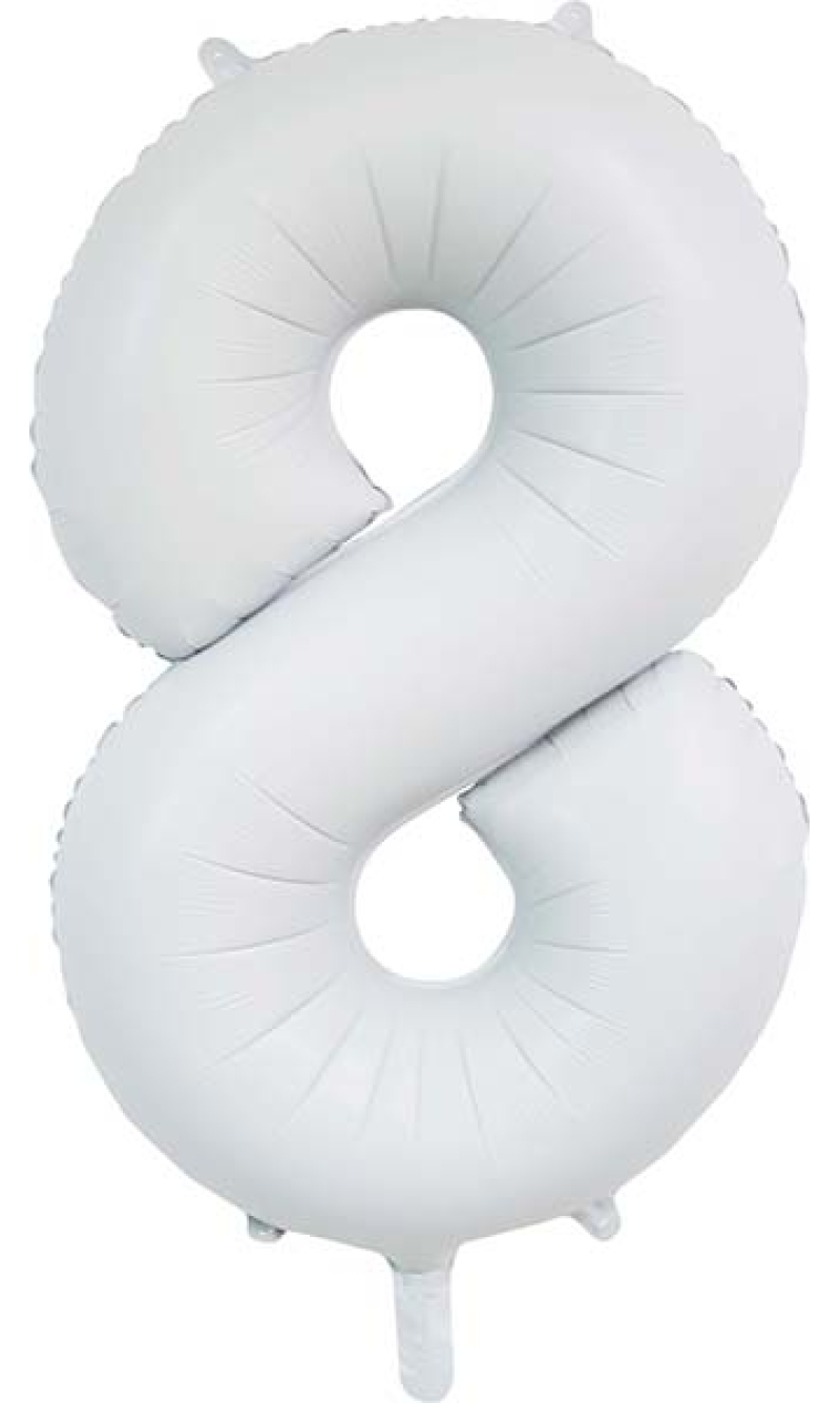 34 Inch GE Foil Balloon Number 8 - Satin White