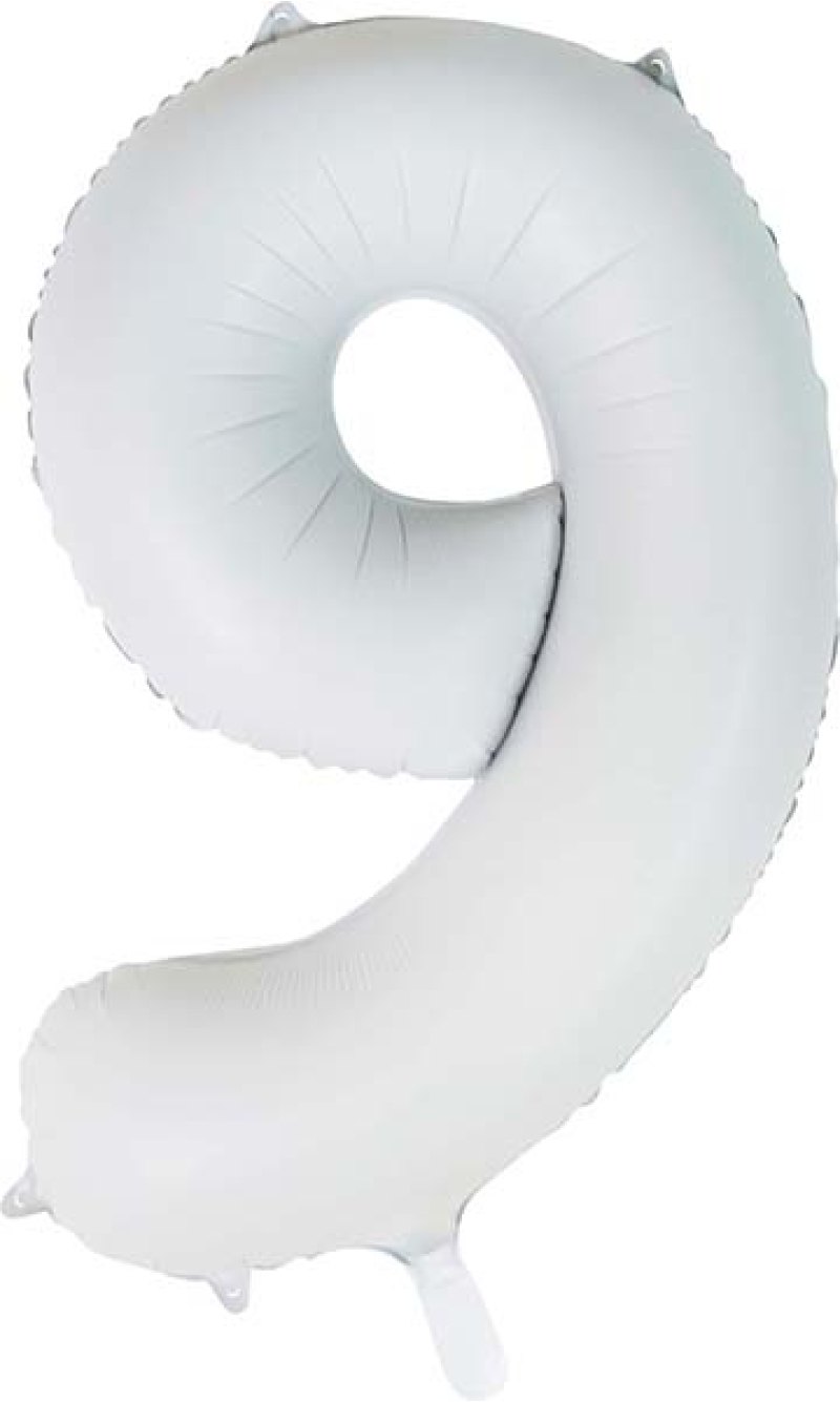 34 Inch GE Foil Balloon Number 9 - Satin White