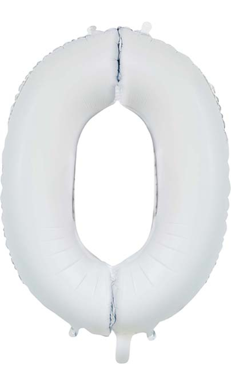 34 Inch GE Foil Balloon Number 0 - Satin White