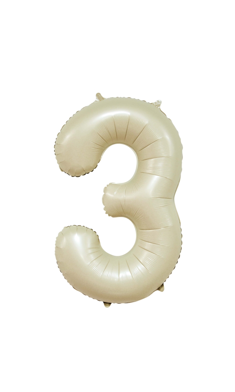 34 Inch GE Foil Balloon Number 3 - Creme