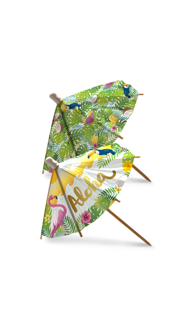 Hawaiian Aloha Paper Parasol Picks XL 18cm - 6pcs