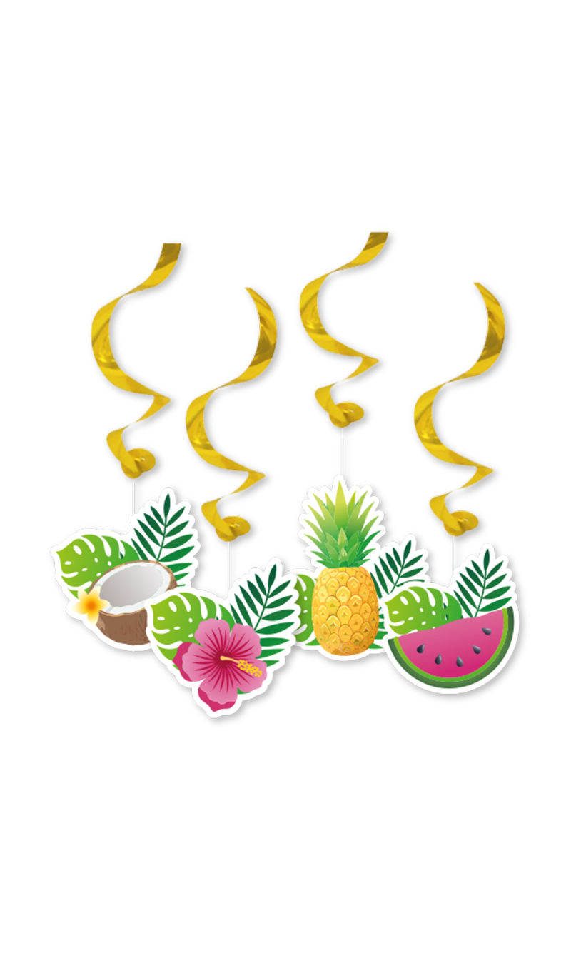 Hawaiian Aloha Swirls Hanging Decorations - 4pcs