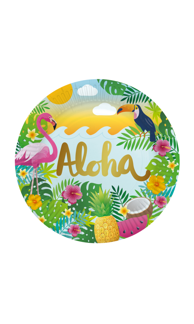 Hawaiian Aloha Party Paper Plates 23cm - 8pcs