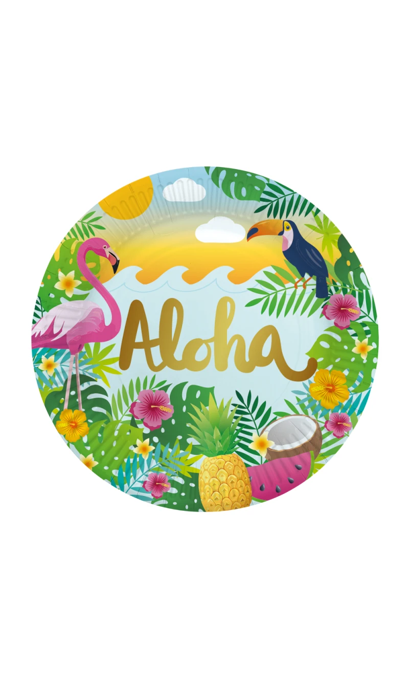 Hawaiian Aloha Party Paper Plates 23cm - 8pcs