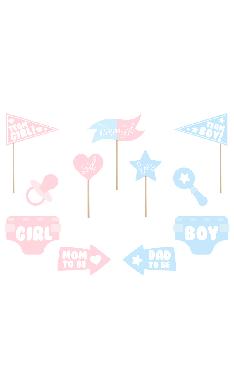 Photo Props Gender Reveal Party Mix (1 Pkt / 11pcs)
