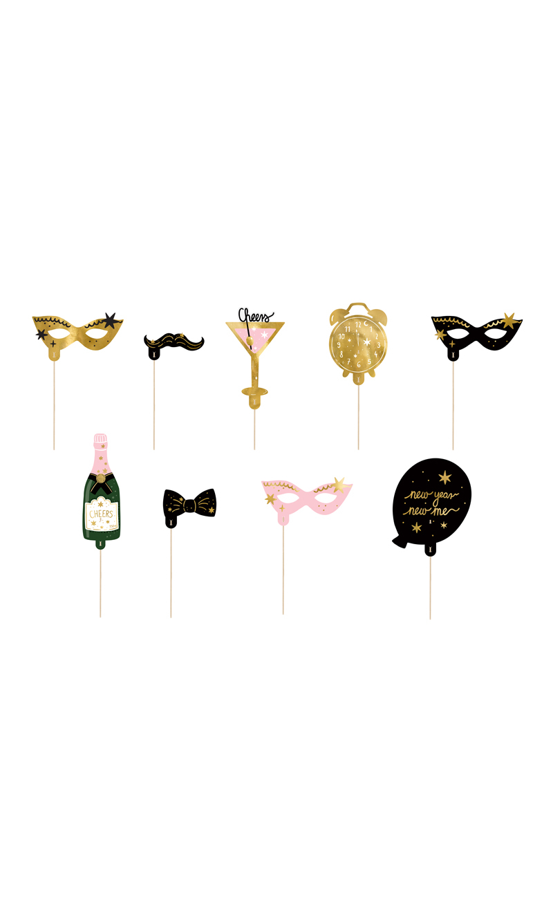 Happy New Year Photo Props Let's Party Mix (1 Pkt / 9pcs)