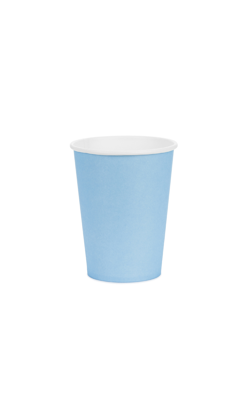 Paper Cups Light Blue 250ml - 6pk