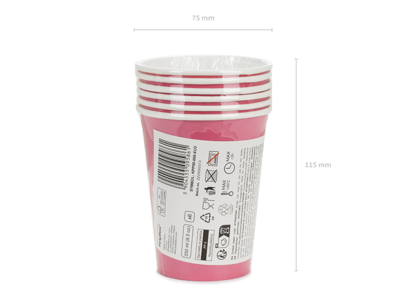 Paper Cups Dark Pink 250ml - 6pk - Image 8