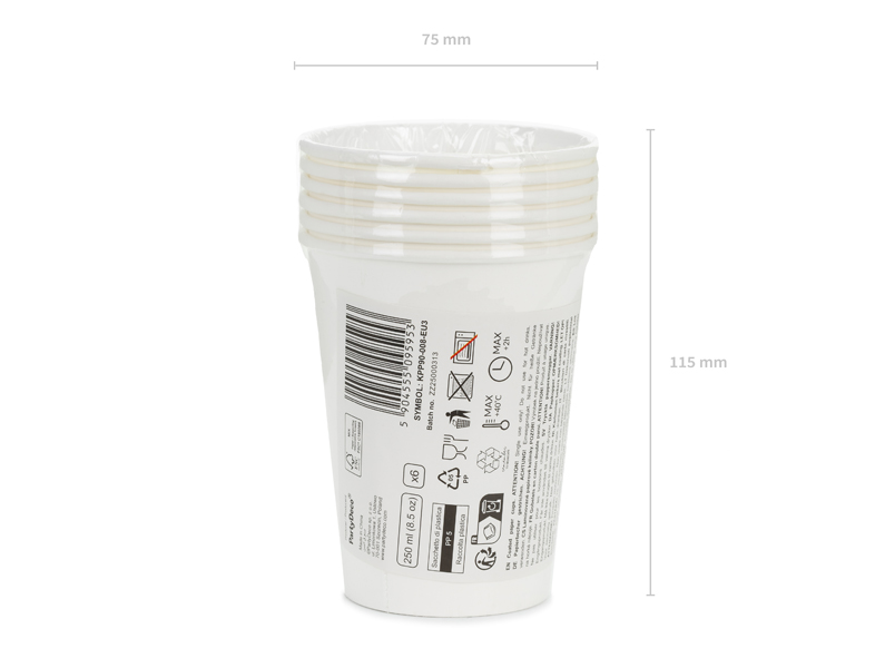 Paper Cups White 250ml - 6pk - Image 6
