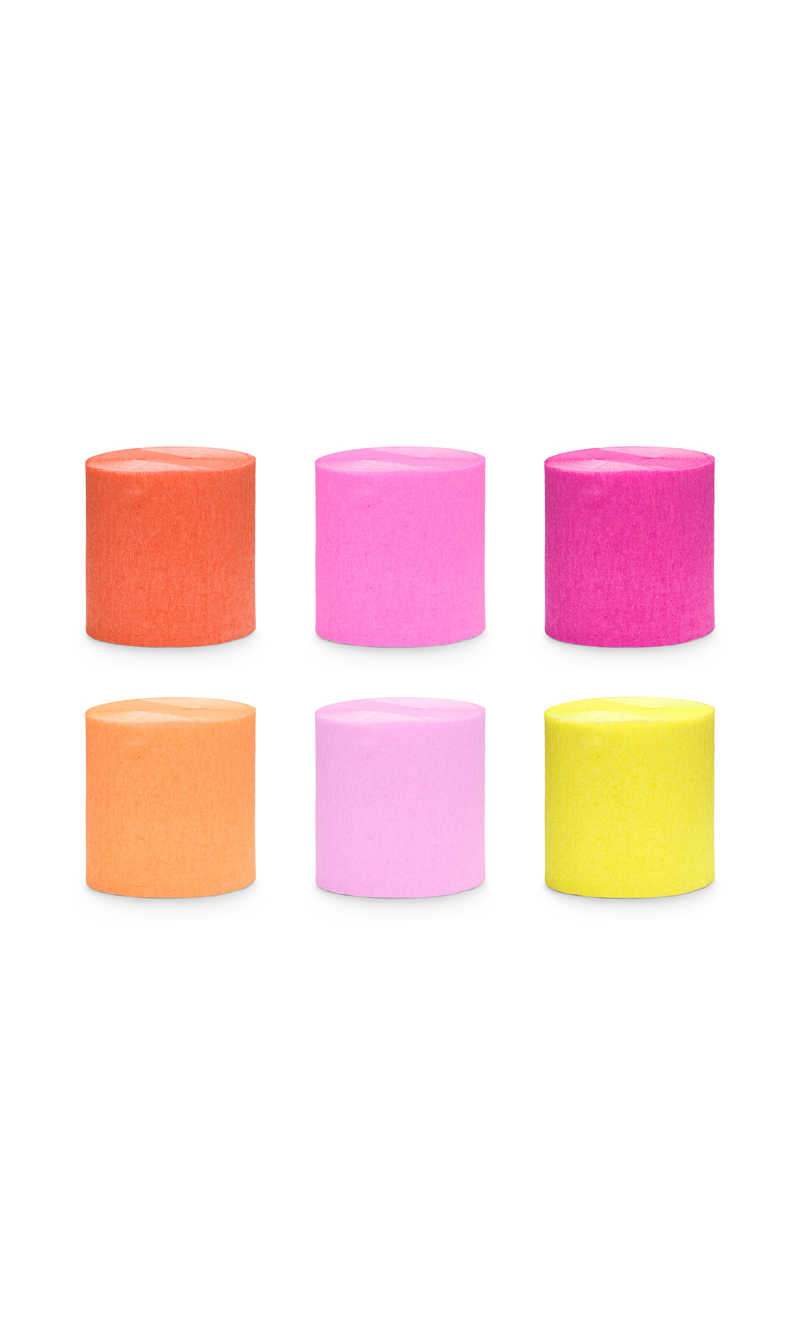 Crepe Paper 5cm/10M Set Of 6 Pcs. Summer Colors Mix - 6pk