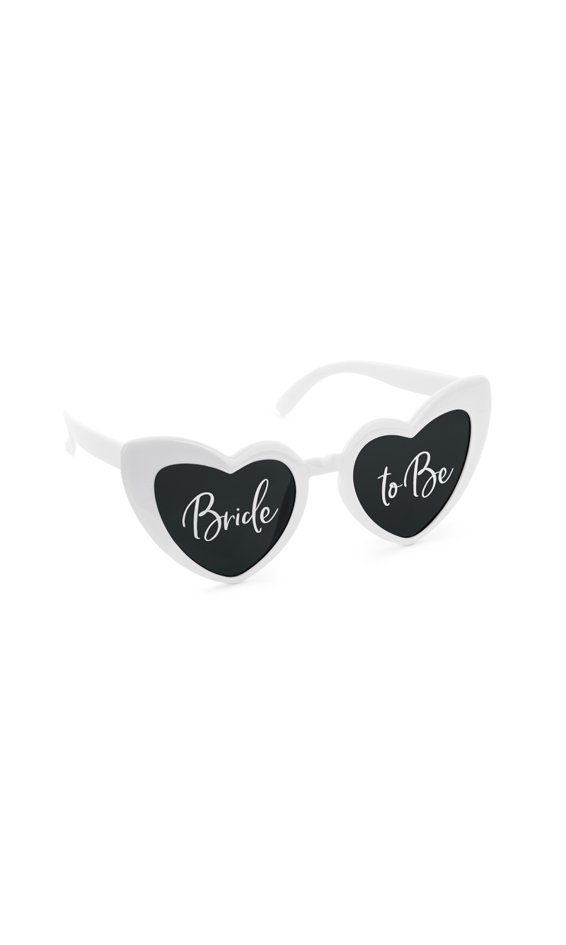 Heart-Shaped Glasses With Bride To Be Inscription White
