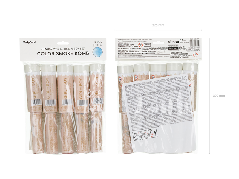Color Smoke Bomb It's A Boy 22.5cm Blue - 5pk - Image 7