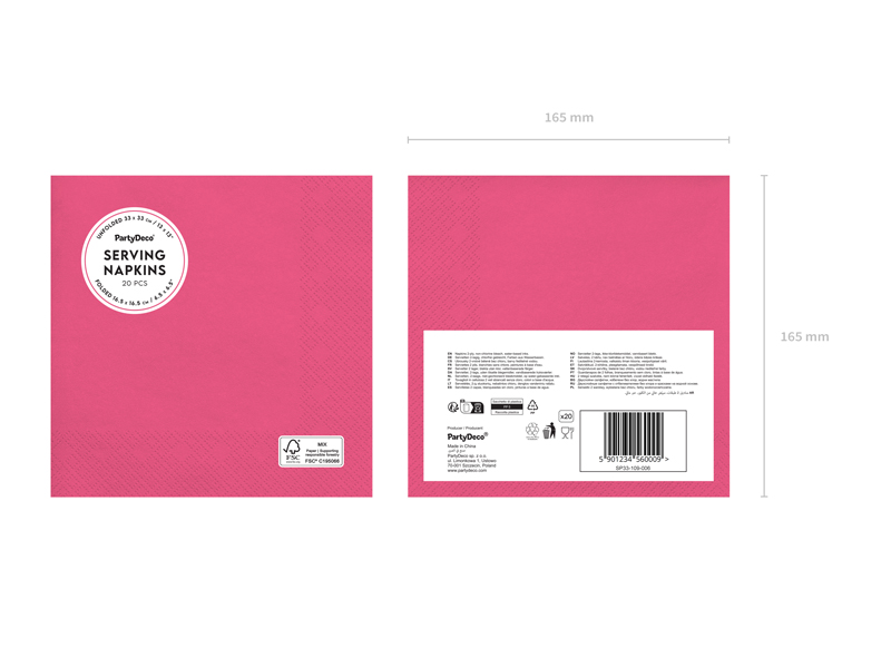 Paper Napkins Dark Pink 33x33cm - 20pk - Image 8