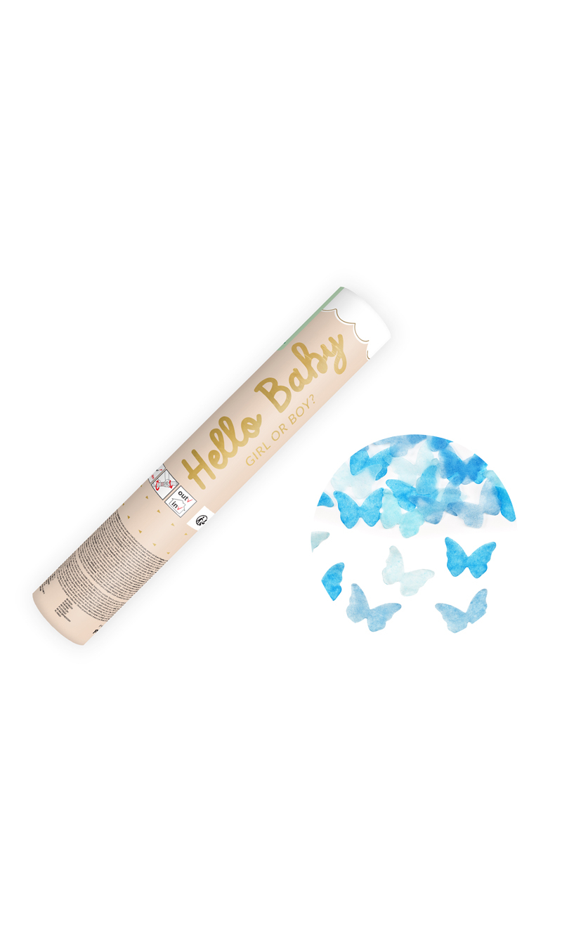 Confetti Cannon Blue Butterflies 20cm (Tissue Paper)