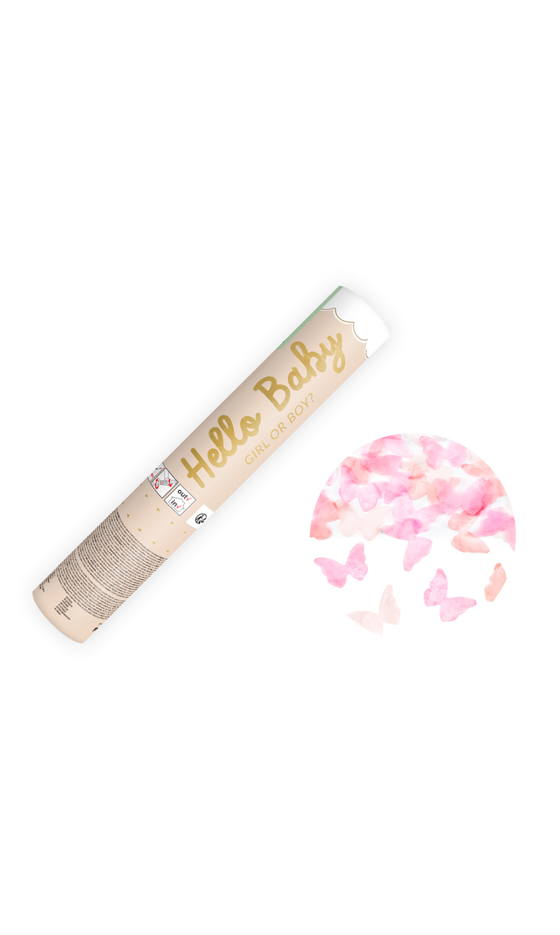 Confetti Cannon Pink Butterflies 20cm (Tissue Paper)