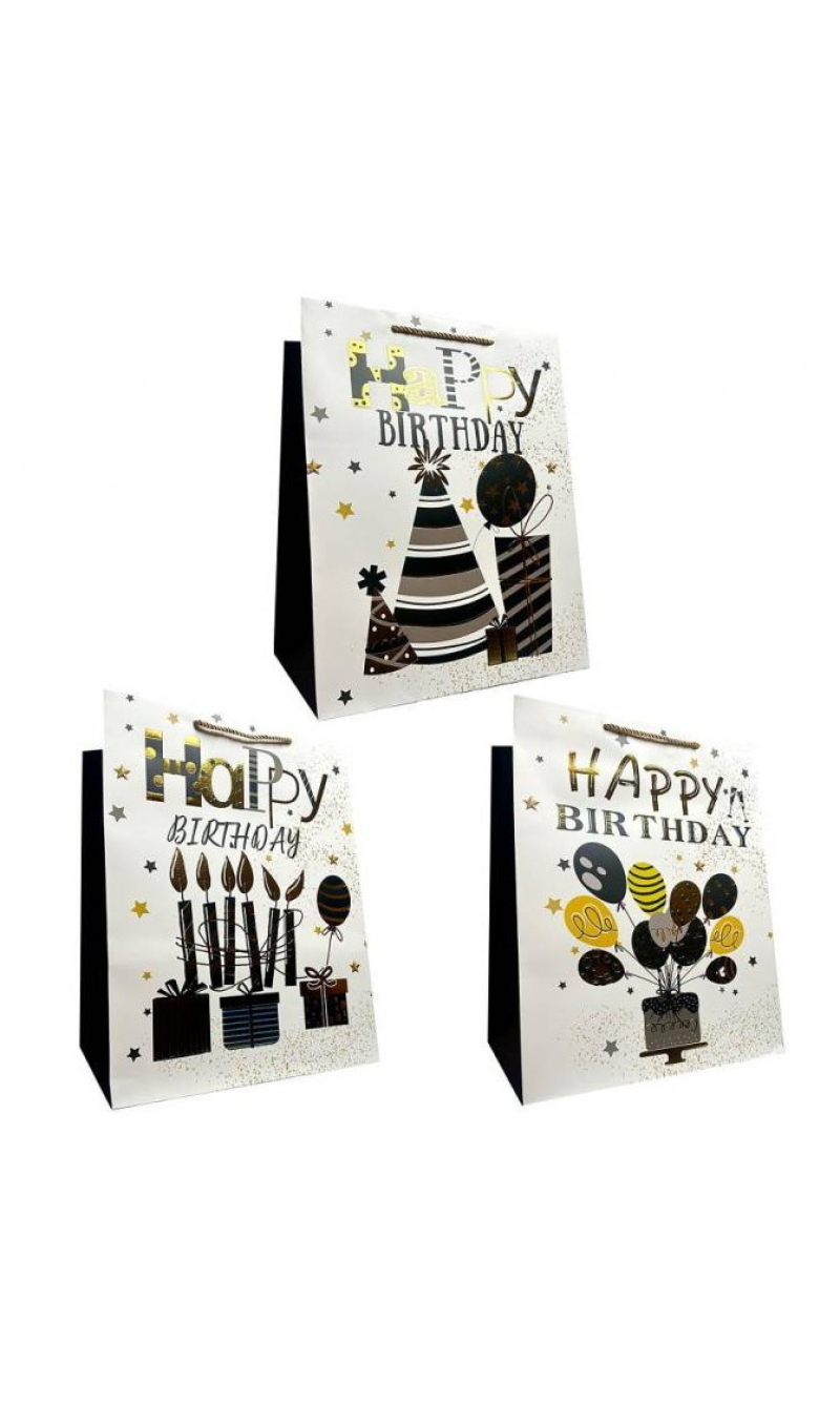 Gift Bag A3 Birthday Party 30x42x12cm Assorted Designs - 1pc