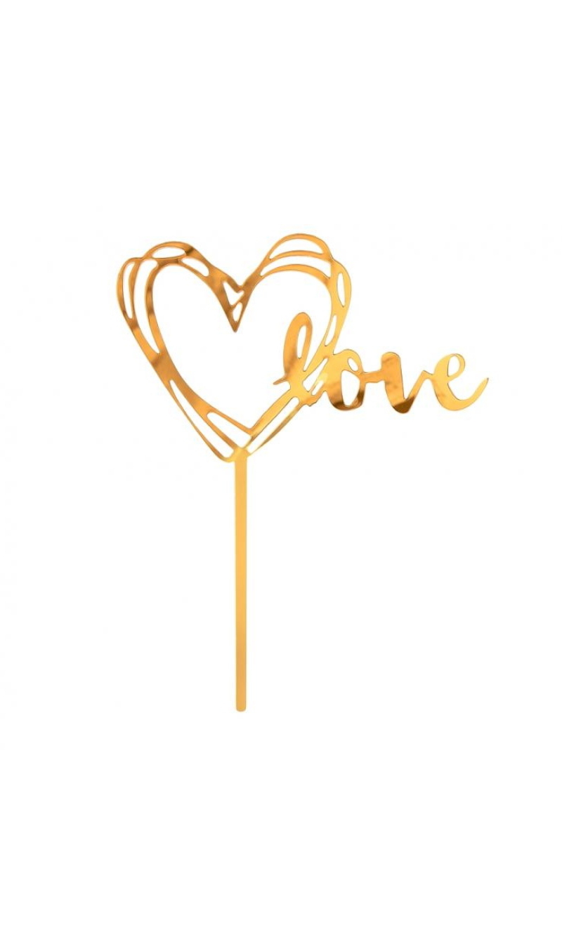 Acrylic Cake Topper Love Gold 13x10cm