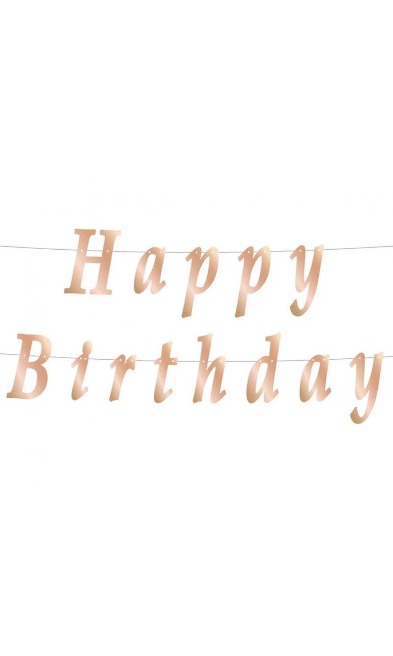 Garland Happy Birthday DIY Metallic Rose Gold 11x200cm