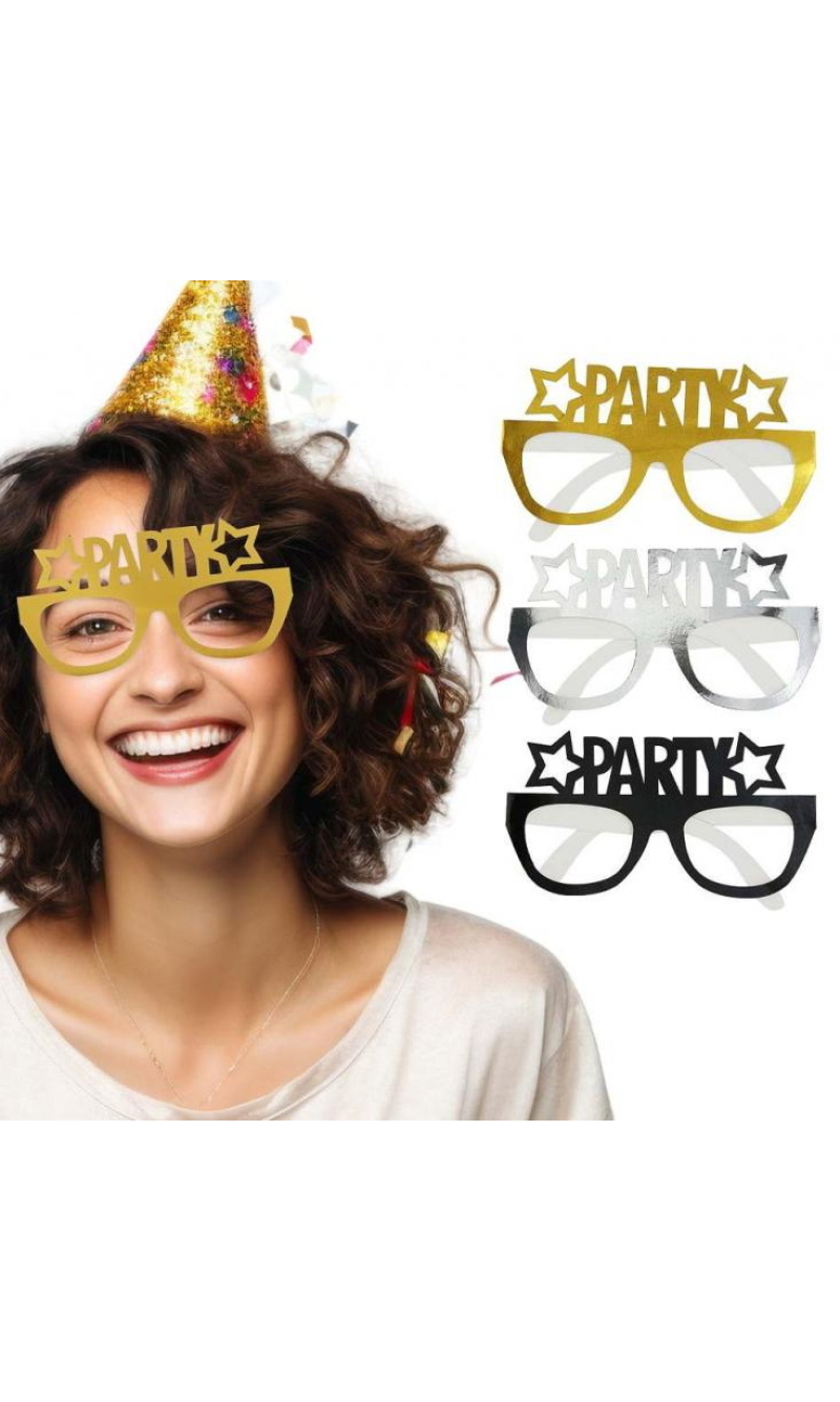 Paper Glasses Party Black Silver Gold 6pcs.