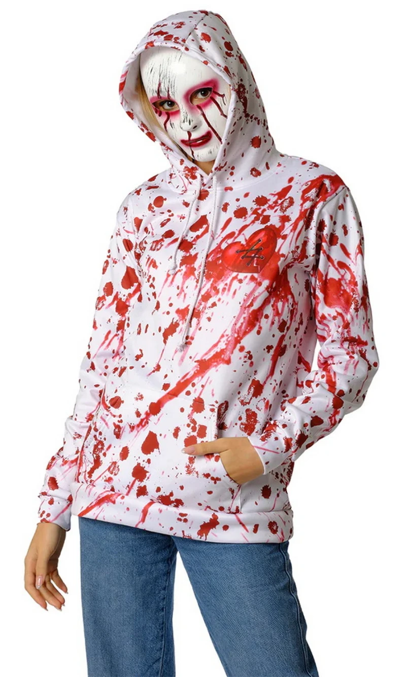 Halloween Bloody Psysho Hoodie & Mask - Adult Size Standard (STD)