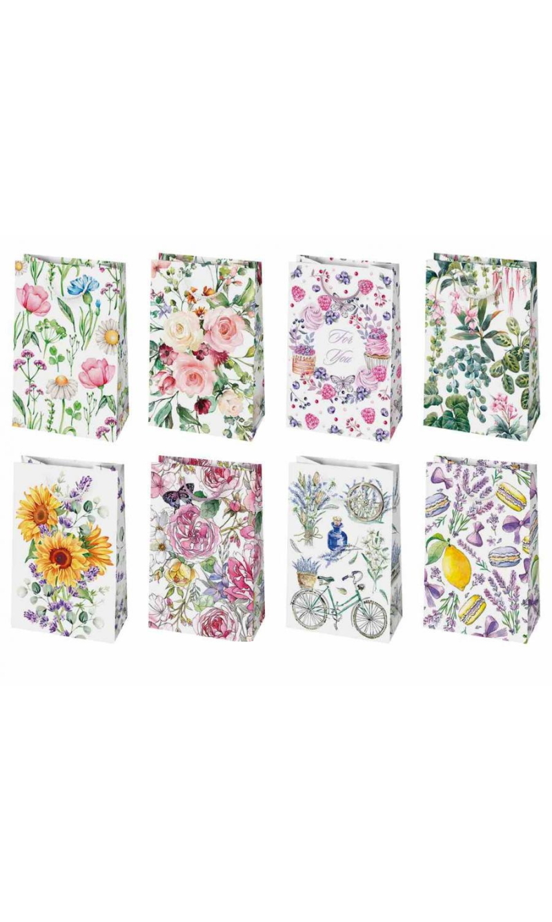 Gift Bag T3 160x240x70mm Assorted Designs Watercolor MixRoses - 1pc