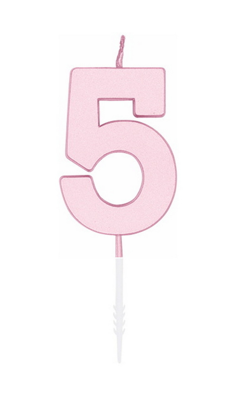 Cake Candle 4.5cm Pastel Pink No. 5