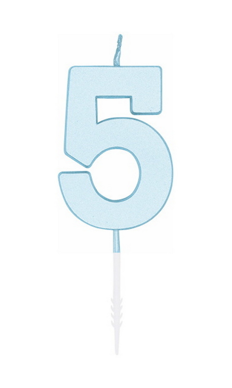 Cake Candle 4.5cm Pastel Blue No. 5