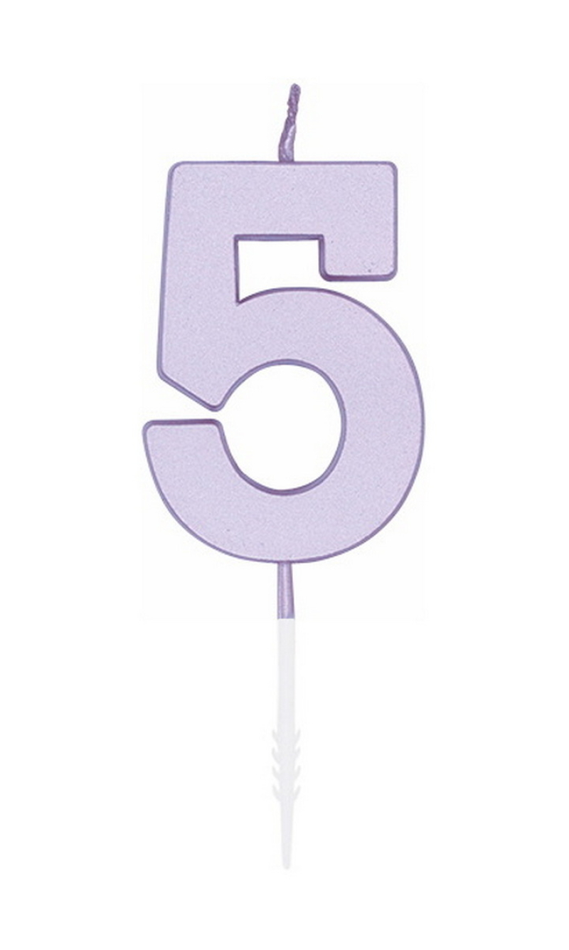 Cake Candle 4.5cm Pastel Lilac No. 5