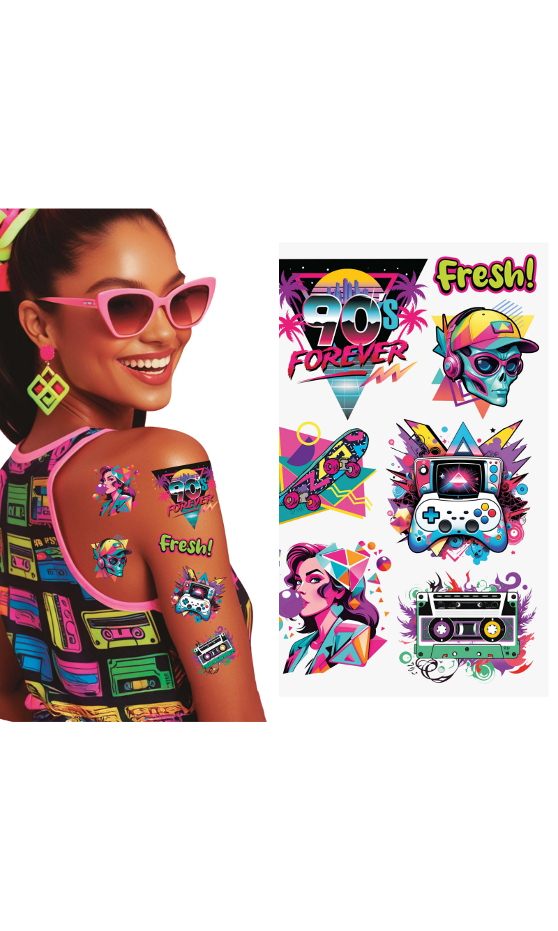 90S Tattoo Sheet 14x30cm